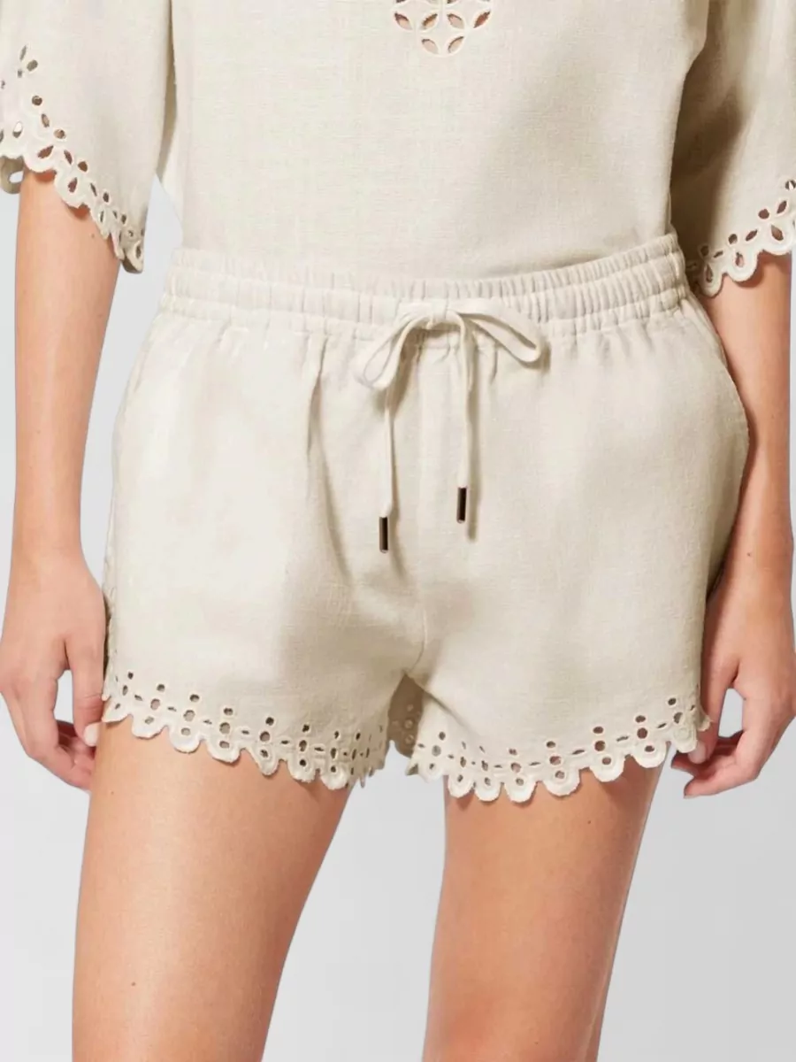 Isabel Marant Etoile Cotton Eyelet Drawstring Shorts