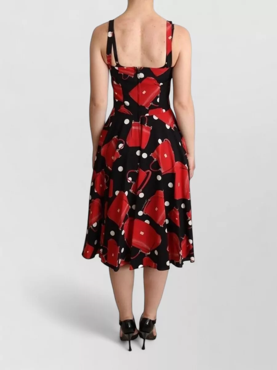 Dolce&Gabbana Silk Printed Sleeveless Square Neck Midi Dress