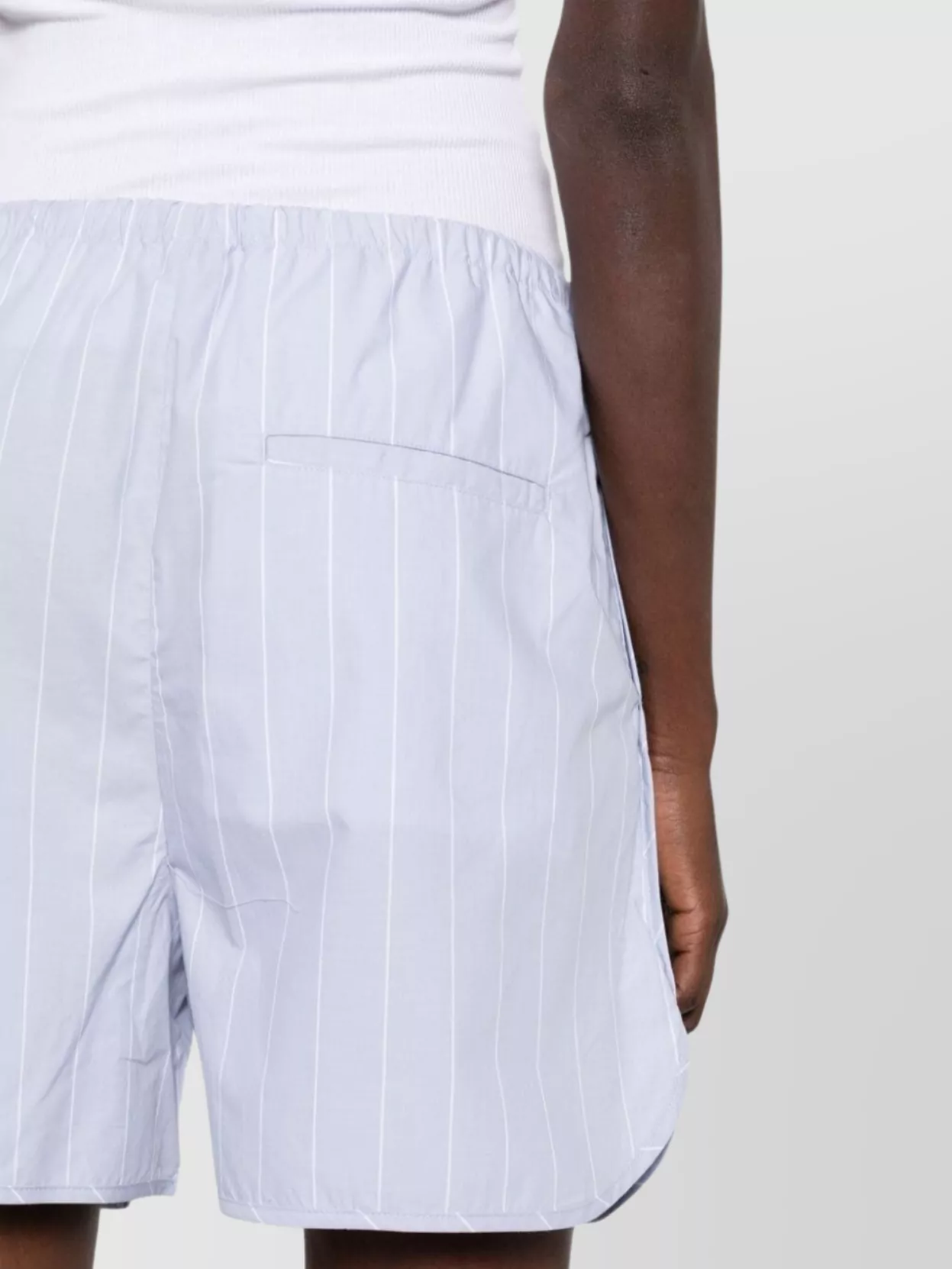 Filippa K Striped Drawstring Shorts Curved Hem