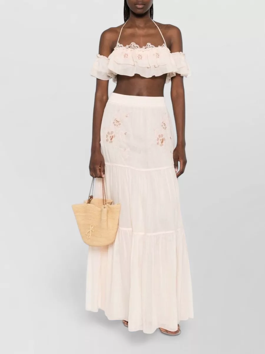 Ermanno Scervino Lace Trim Ruffled Bikini Top