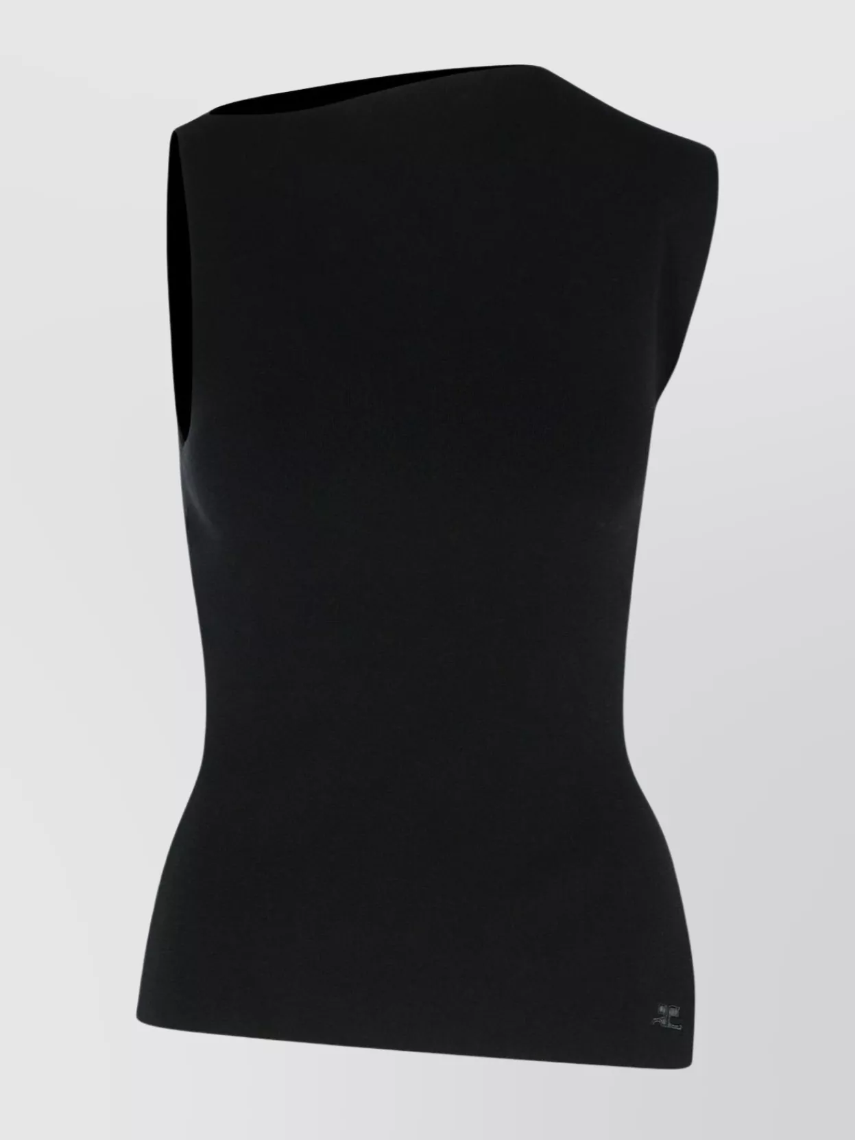 Courrèges Asymmetric Neck Sleeveless Tank Top In Black