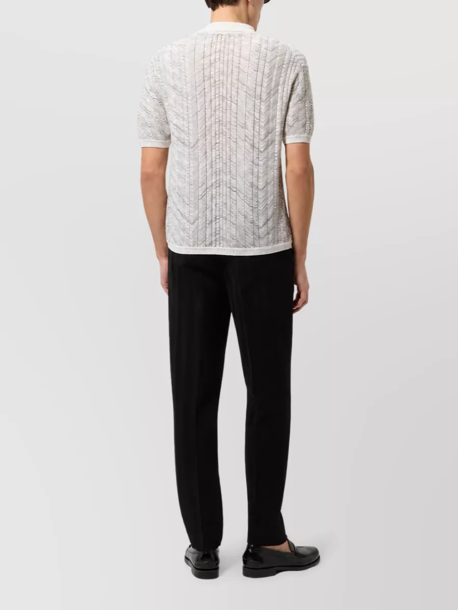 Missoni Open-Knit Short-Sleeve Polo Shirt