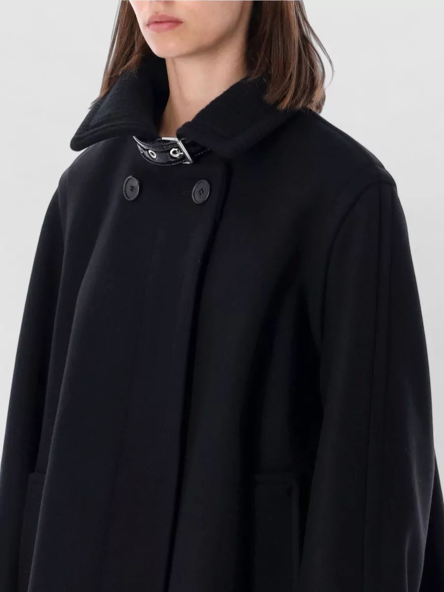 Lanvin Cashmere Blend High Neck Short Coat