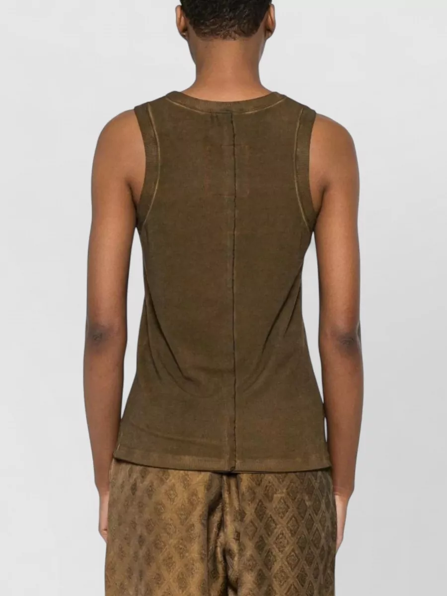 Uma Wang Ribbed Sleeveless Top Round Neck Detailing