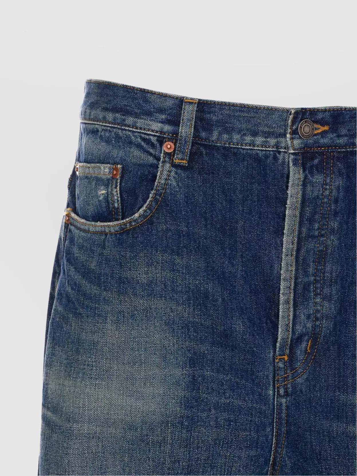 Saint Laurent Regular Fit Denim Jeans With Faded Effect
