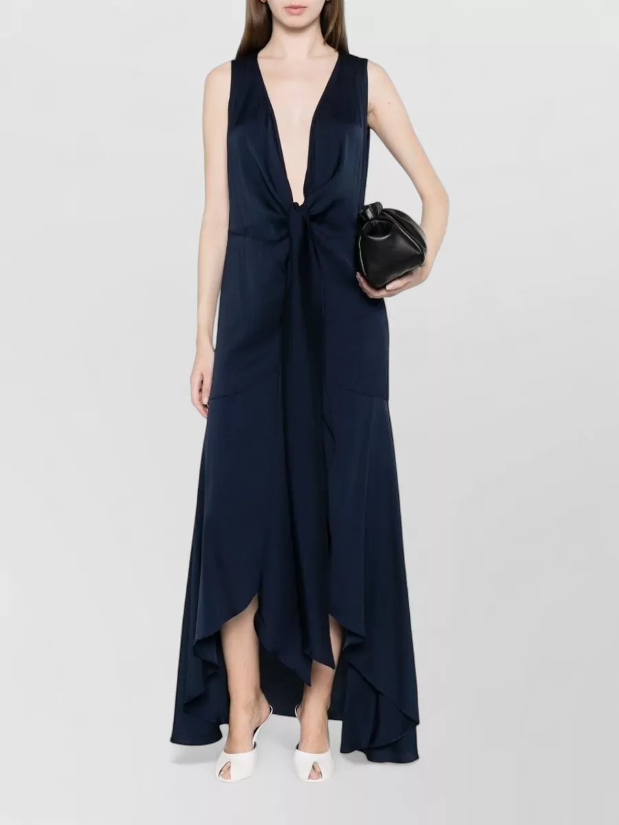Silk95Five Silk V-Neck Sleeveless Paneled Maxi Dress