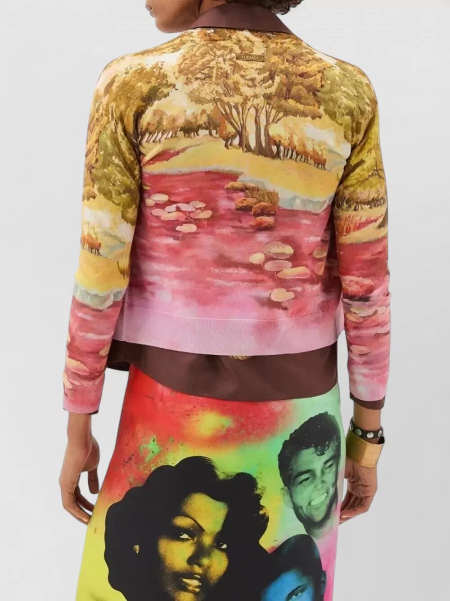 Versace Silk Printed V-Neck Cardigan
