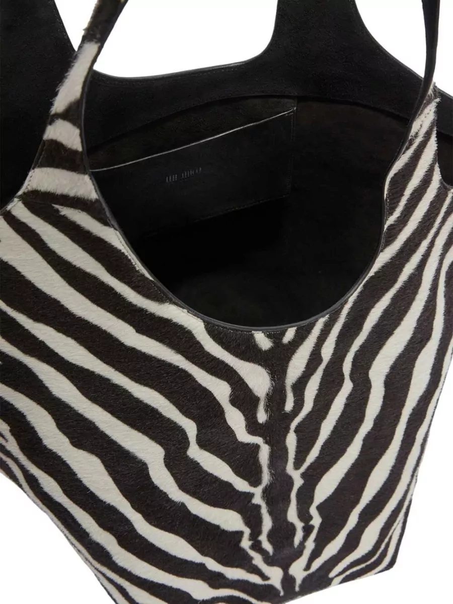 The Attico Large Leather Zebra-Print Shoulder Bag
