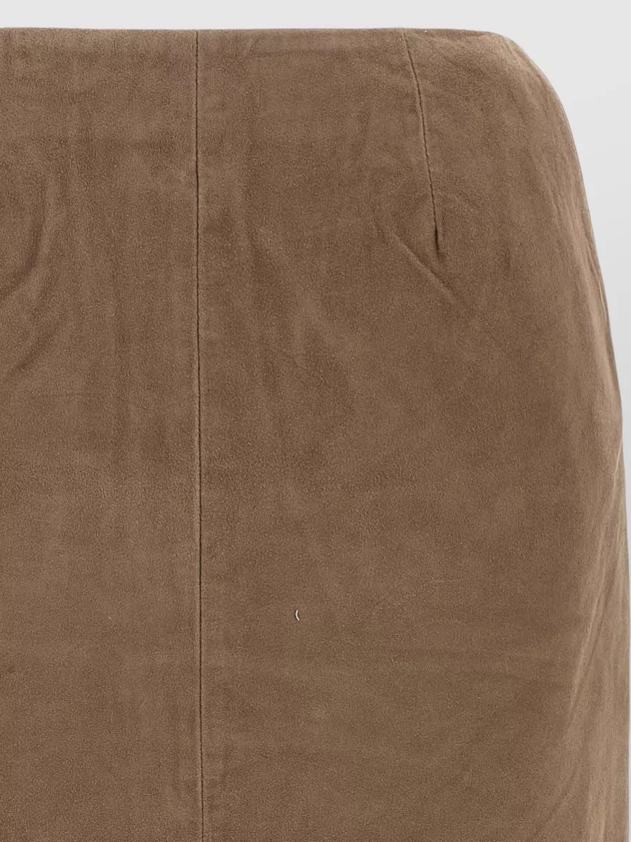 Rotate Birger Christensen Suede Midi Skirt Back Pocket Slit