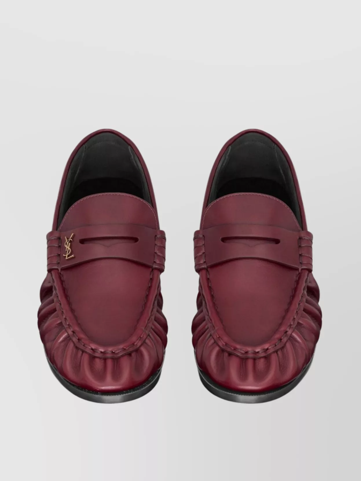 Saint Laurent Smooth Leather Loafer Featuring Ruched Detailing