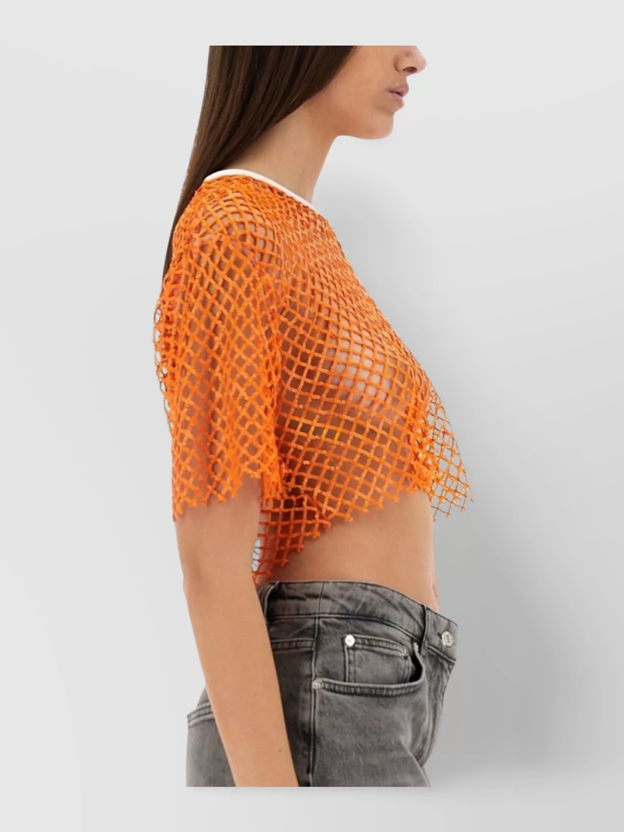 Moschino Mesh Top Cropped Contrast Trim