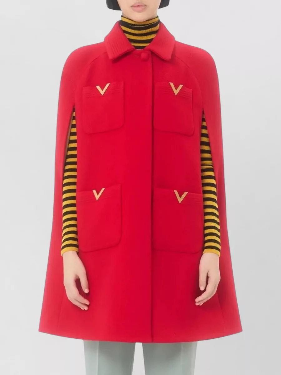 Valentino Garavani Drill Double Cape With V Gold Clothing