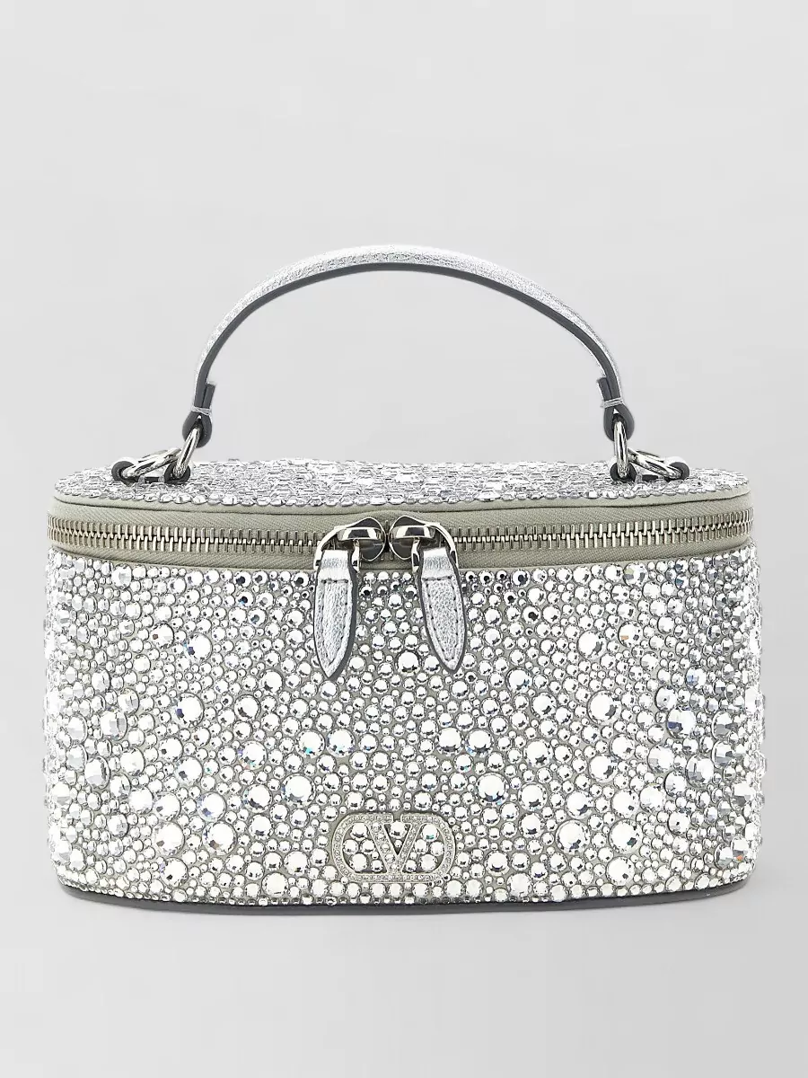 Valentino Garavani vain mini satin crystal-embellished clutch bag