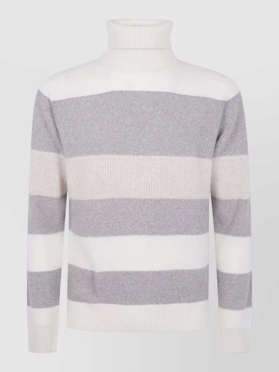 Barba Napoli striped turtleneck wool jumper