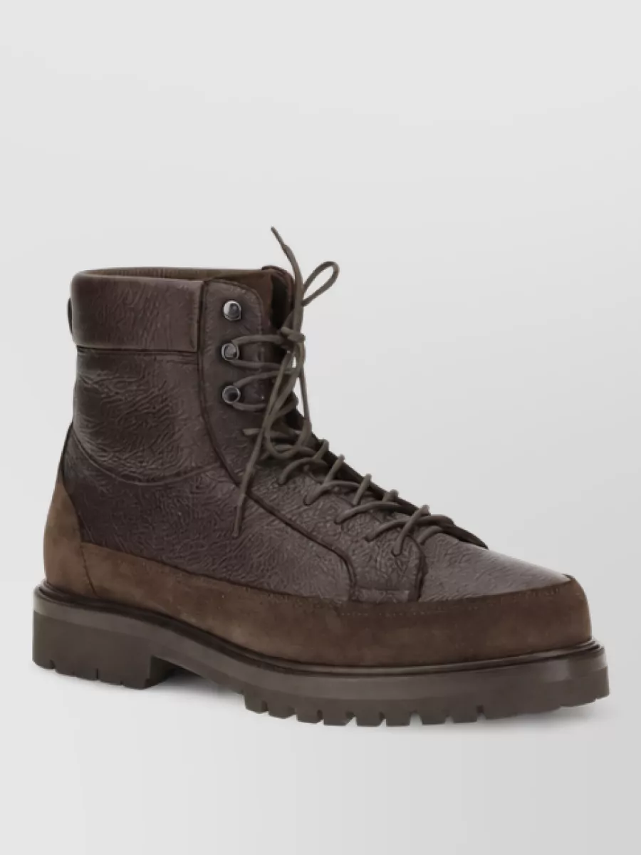 Brunello Cucinelli leather lace-up boots