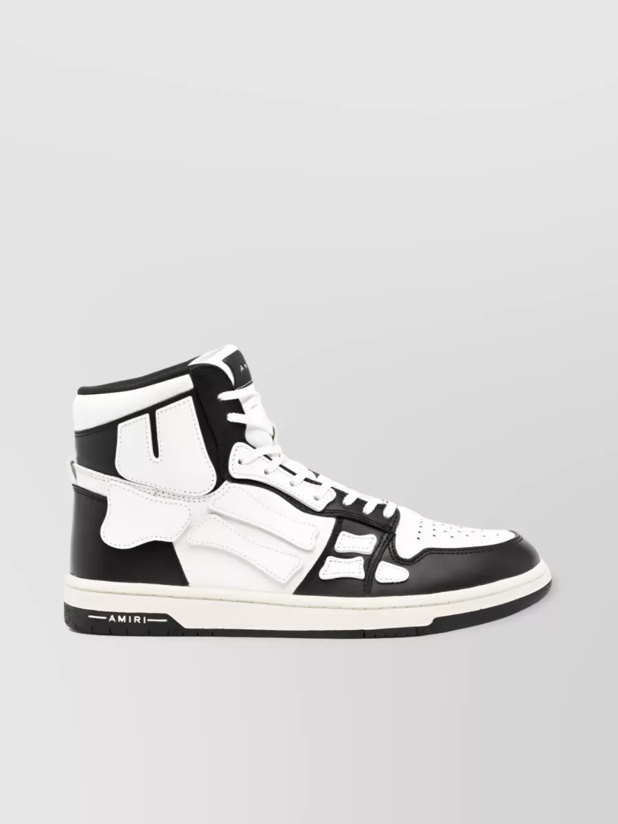 Shop Amiri Skel Contrast Perforated Lace-up Sneakers In White