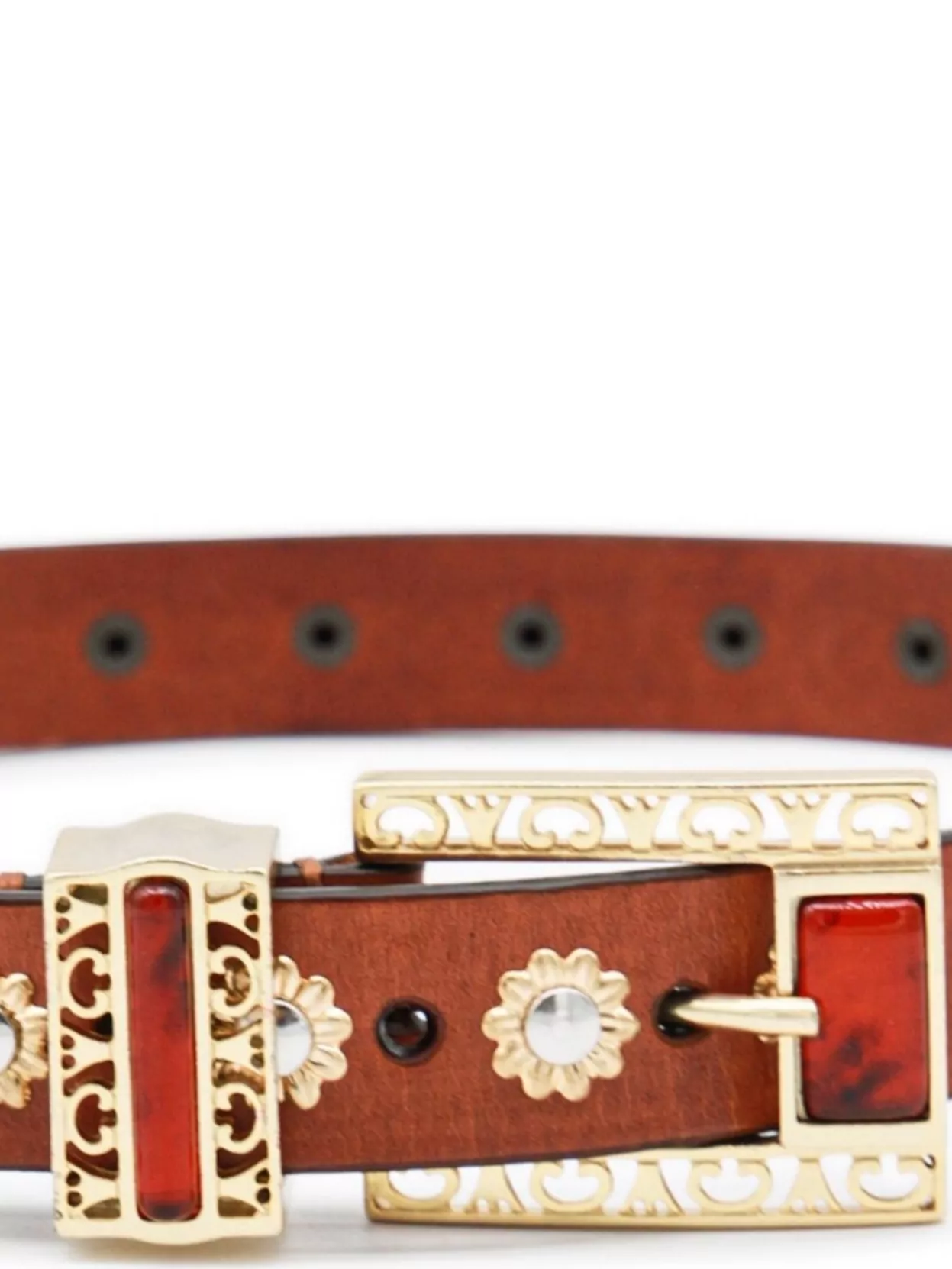 Golden Goose Adjustable Floral Buckle Belt Accents