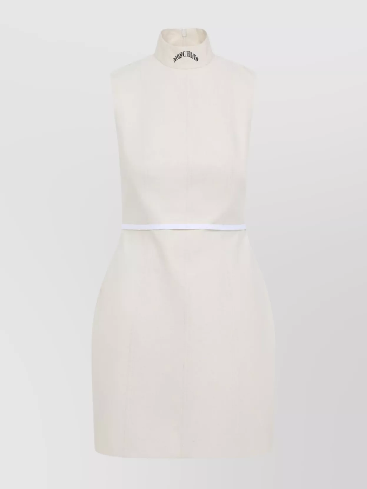 Moschino Tailored Knee-length Sleeveless Dress High Neck In Neutral
