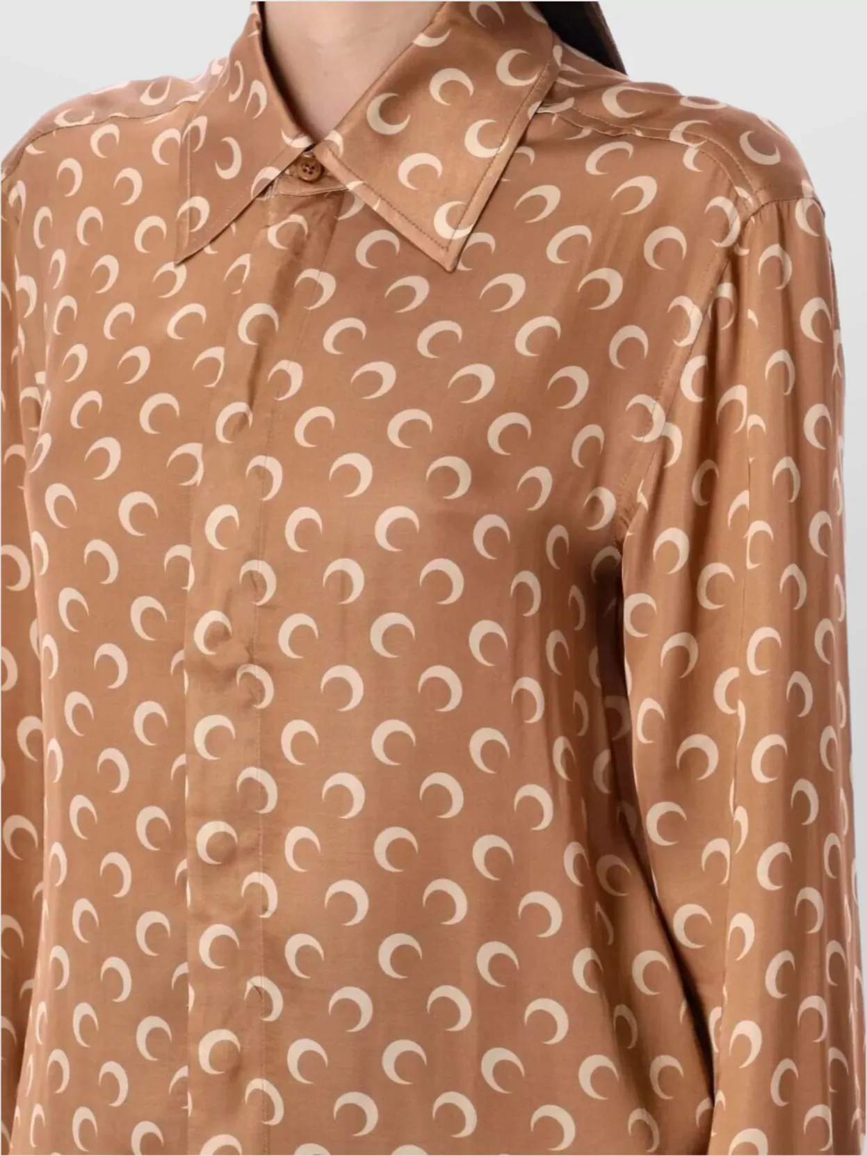 Marine Serre Satin Shirt With Moon Print Buttons