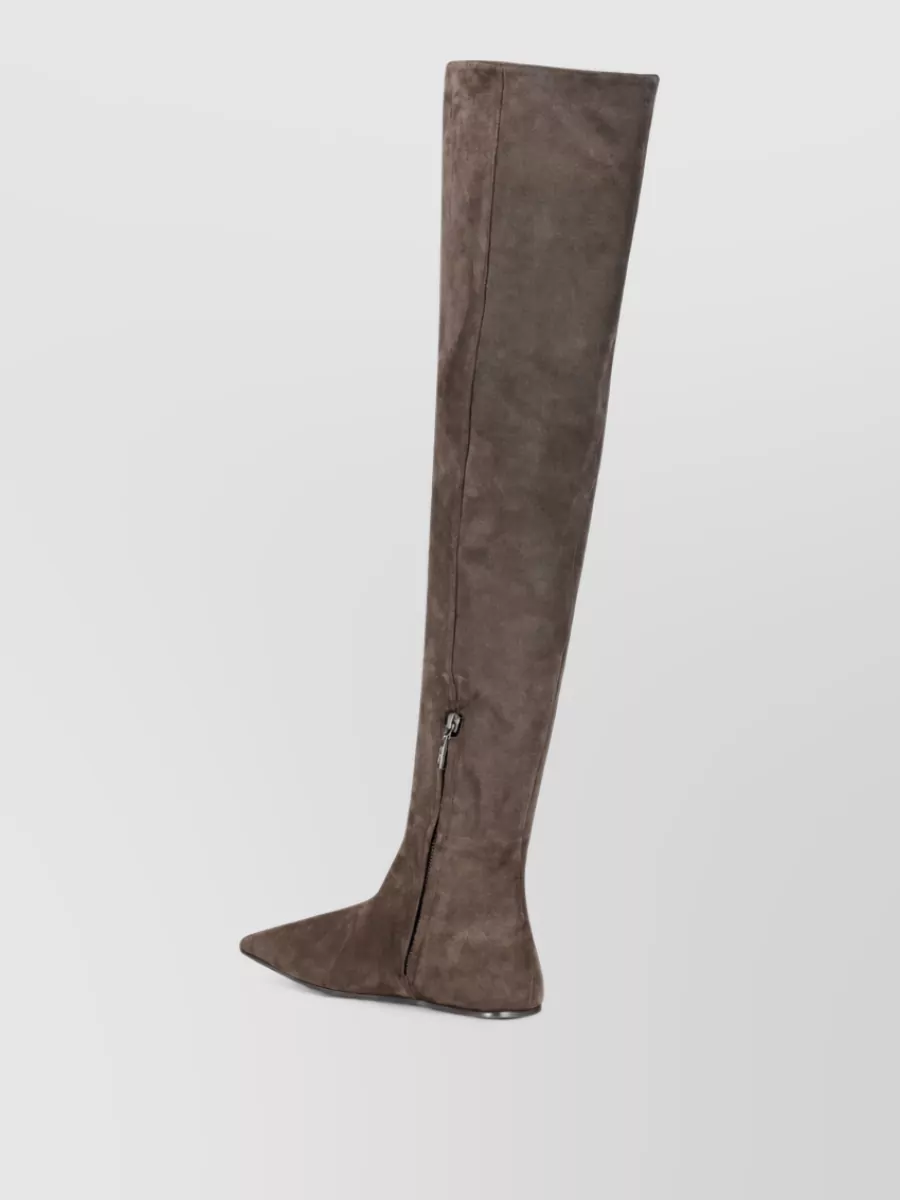 Max Mara Leather High Boots In Multi
