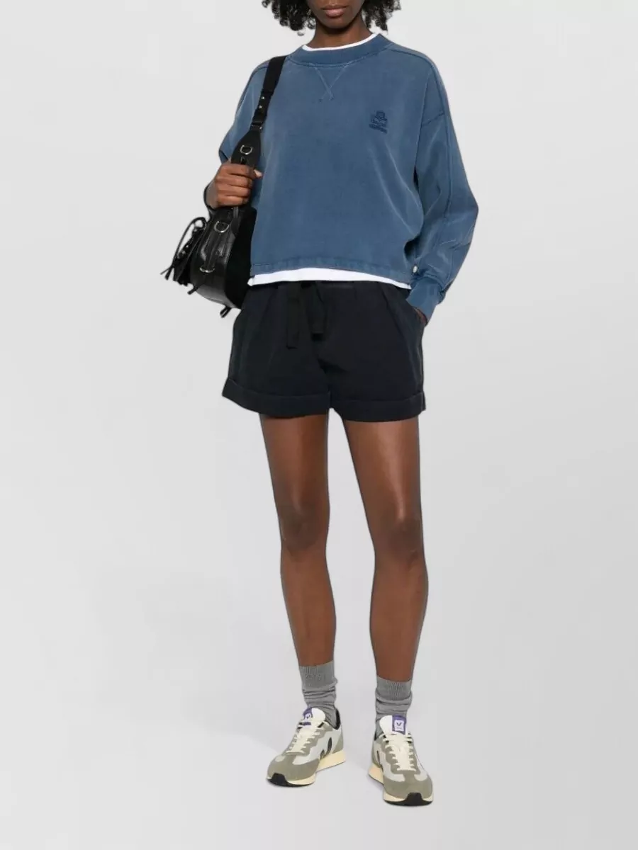 Isabel Marant Étoile Nirma Shorts Elastic Waist Pleats Pockets In Black