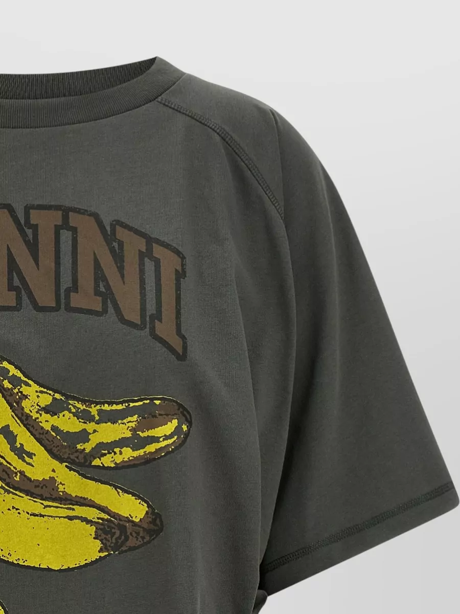Ganni Banana Graphic T Shirt Side Ties
