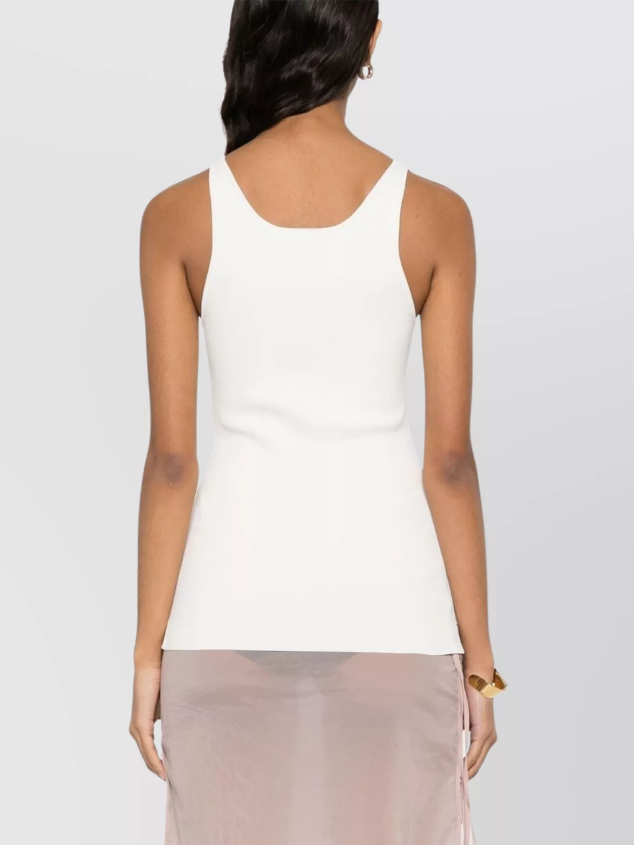 Shop Totême Ribbed Scoop Neck Sleeveless Top Straight Hem