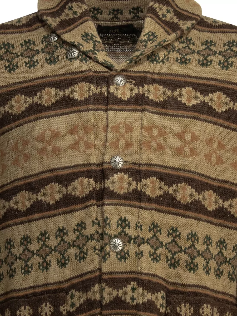 Rrl By Ralph Lauren Linen Silk Wool Knit Cardigan