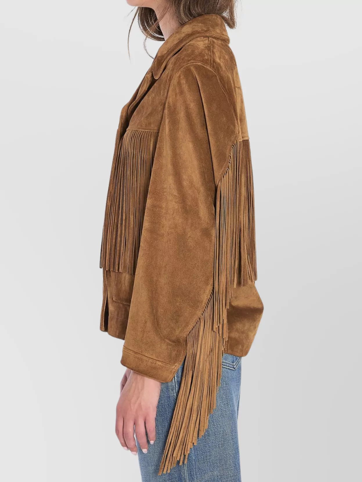 Golden Goose Fringed Suede Jacket With Notched Collar