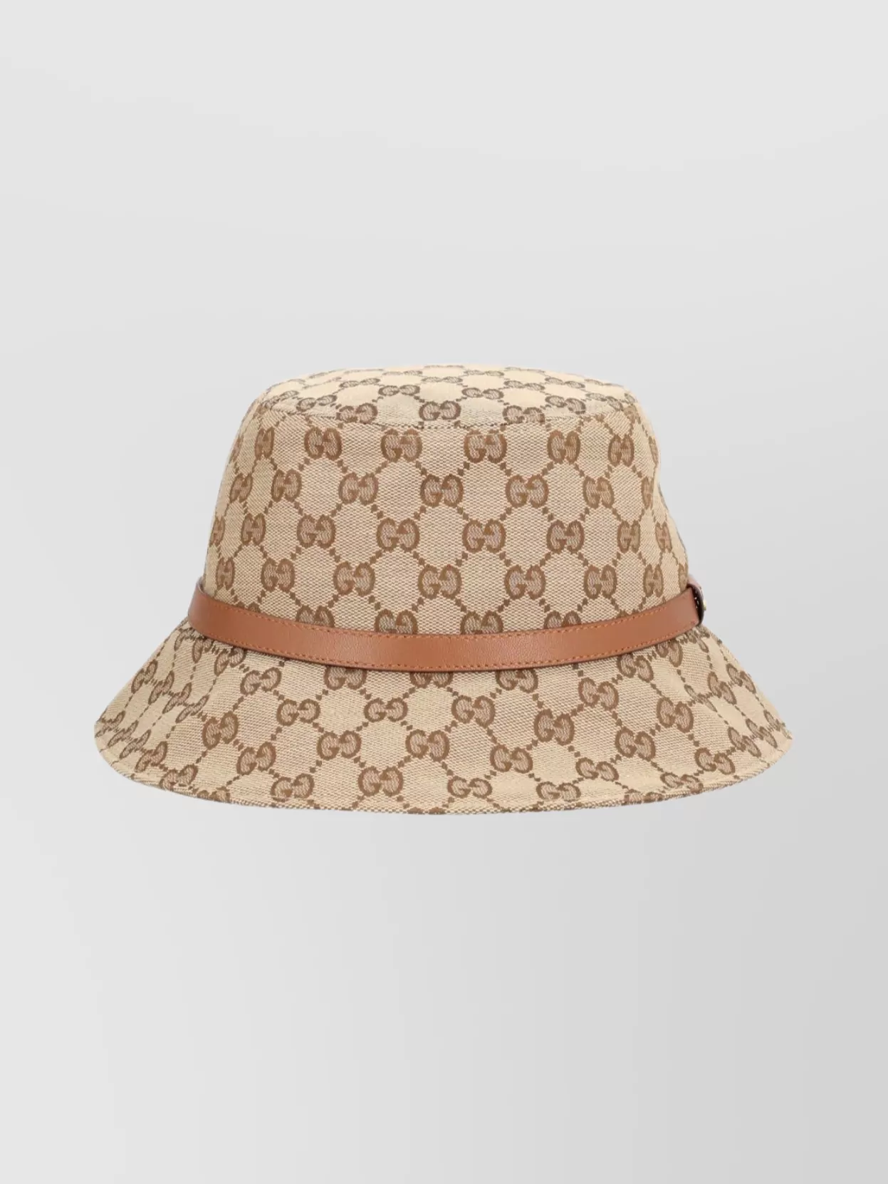 Gucci Wide Brim Cloche Hat With Leather Trim In Brown