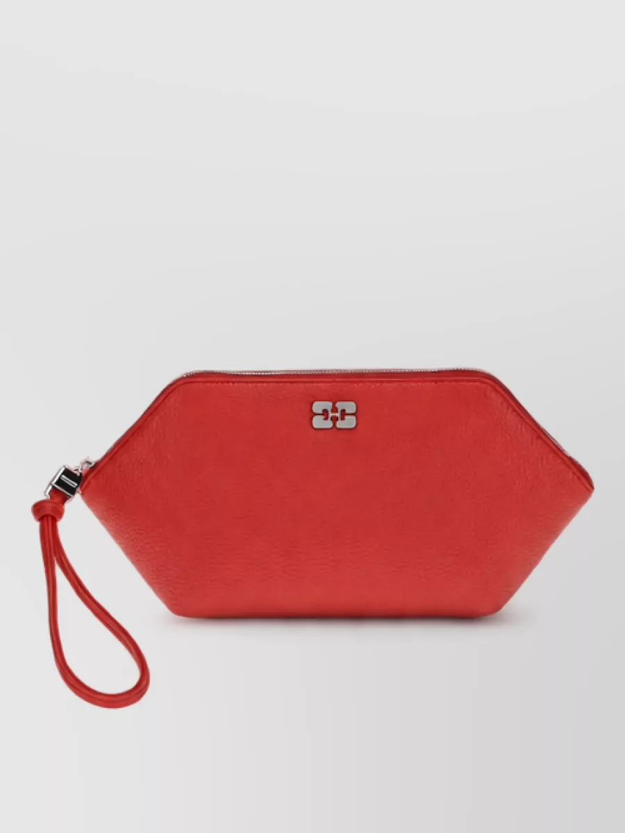 Ganni bou recycled leather clutch bag