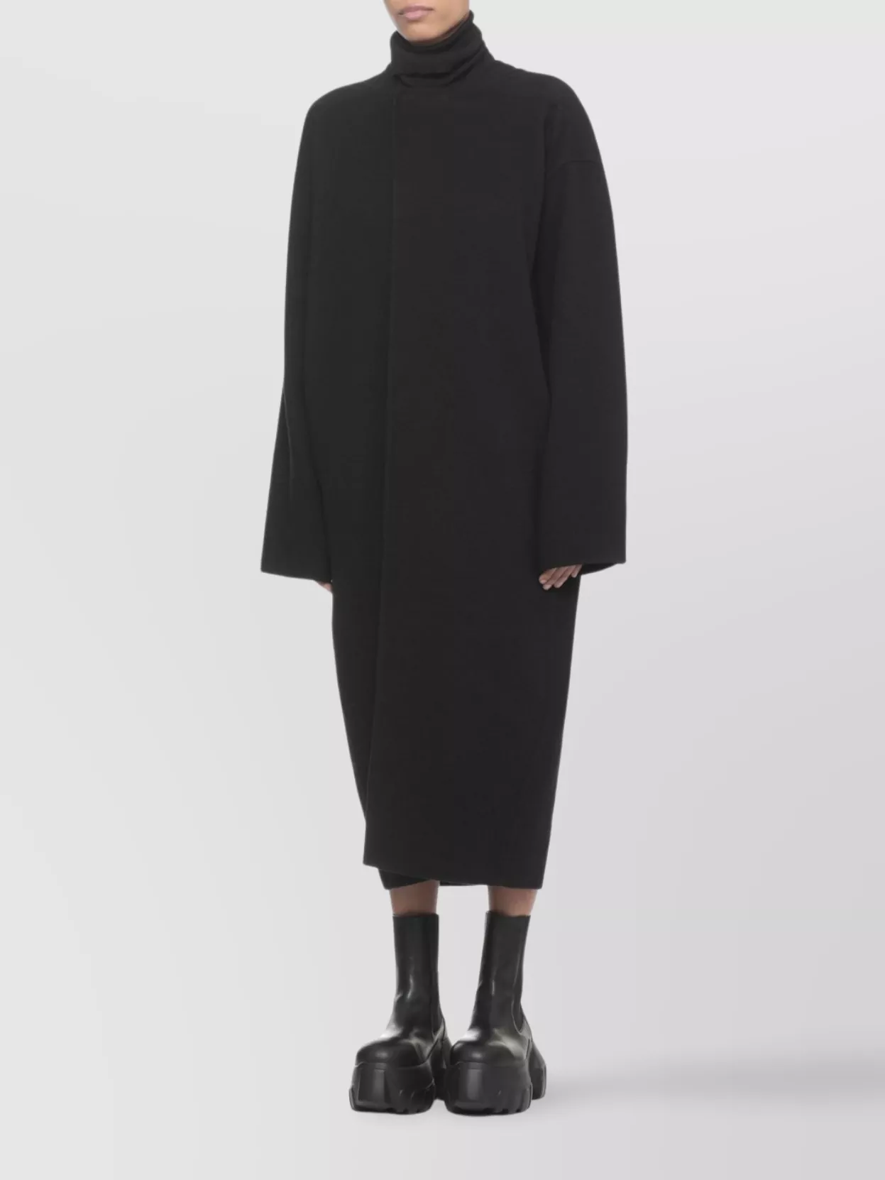 Rick Owens Women's Longline Wool Coat Pockets