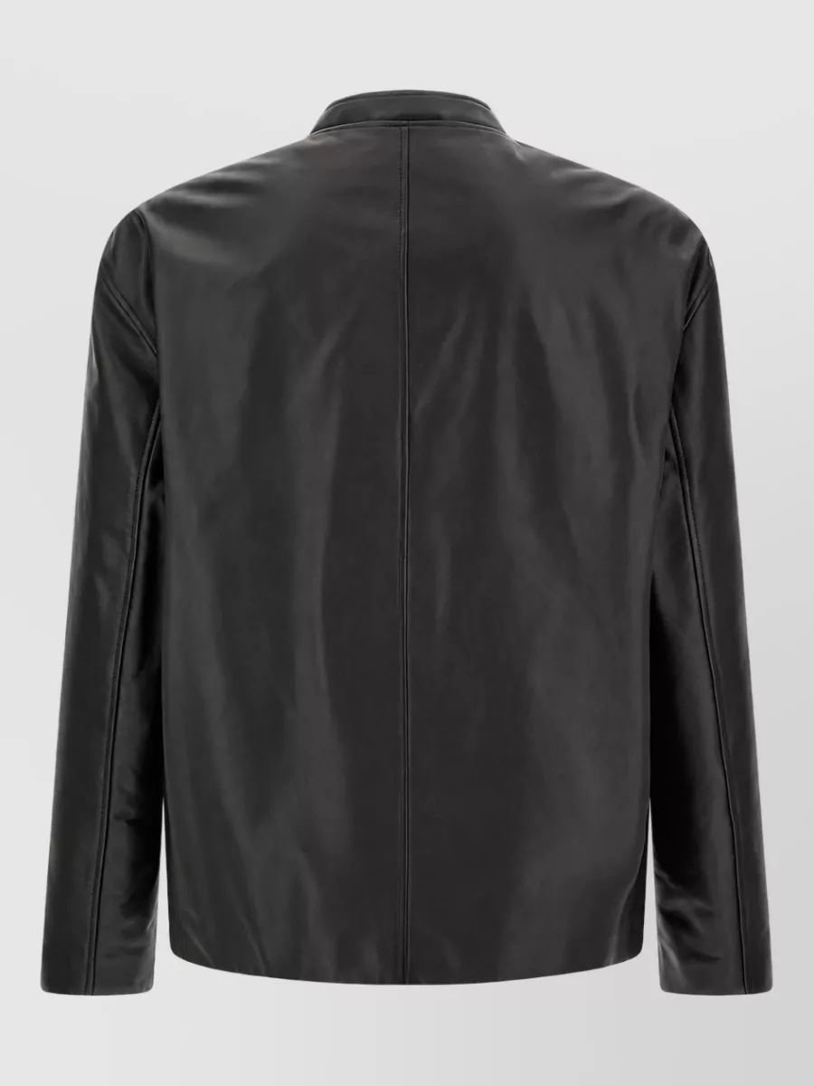 Jil Sander Leather Single Breasted Coat