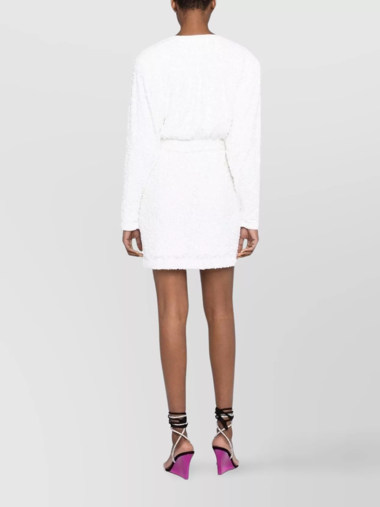 Rotate Birger Christensen Belted Long Sleeve Wrap Dress In White