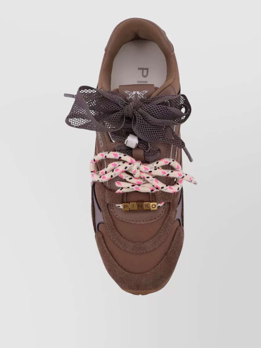 Pinko Low Top Sneakers Metallic Accents Suede