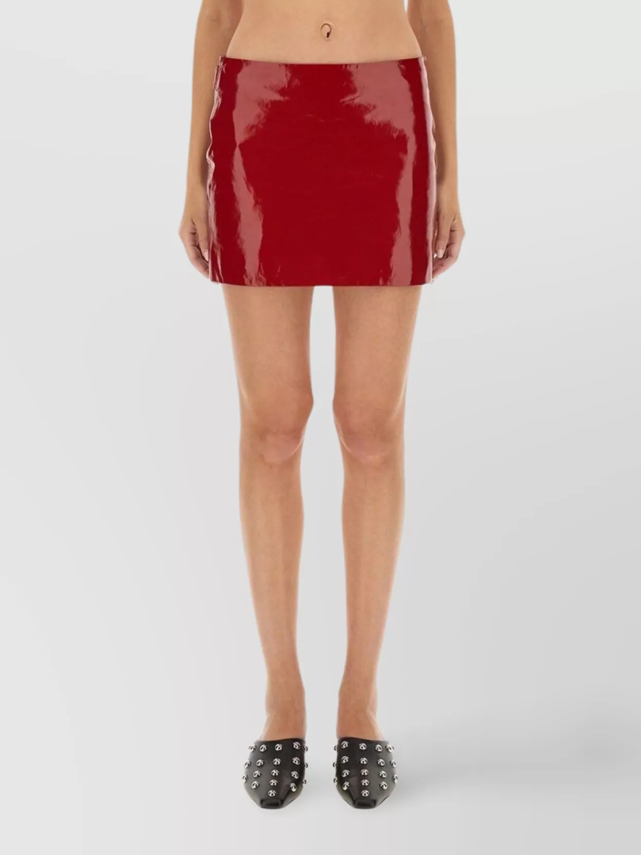 Moschino Skirt With Button Accents And High-shine Finish In Red