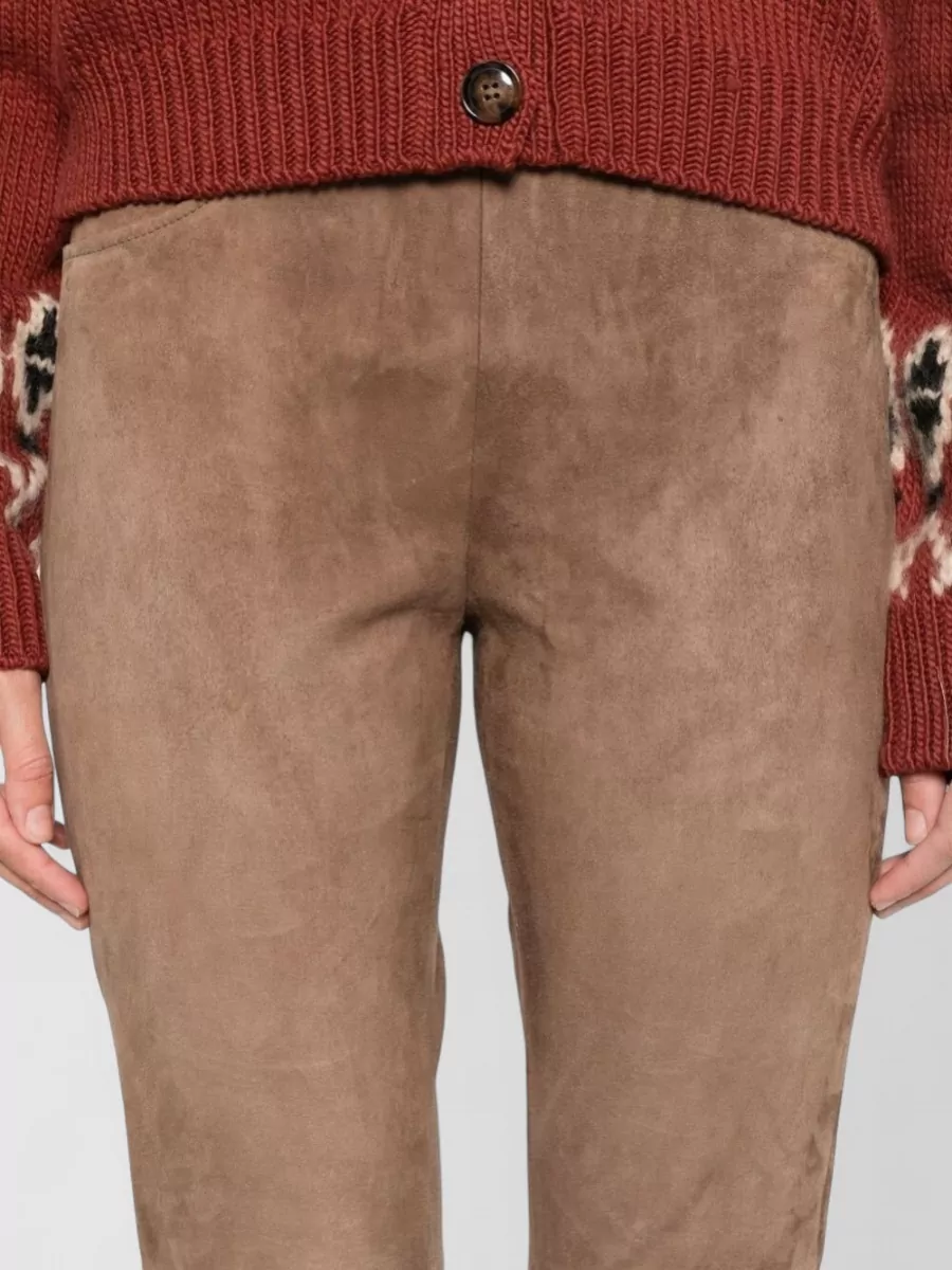 Via Masini 80 Leather Panelled Flared Trousers