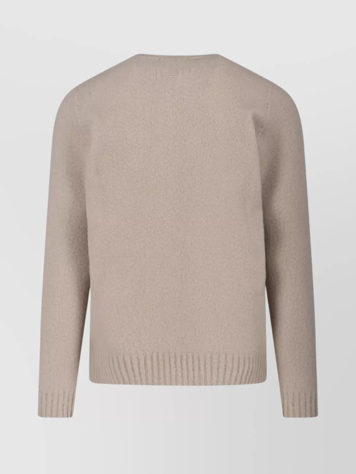 Drumohr Soft Textured Crewneck Sweater With Ribbed Cuffs In Neutral