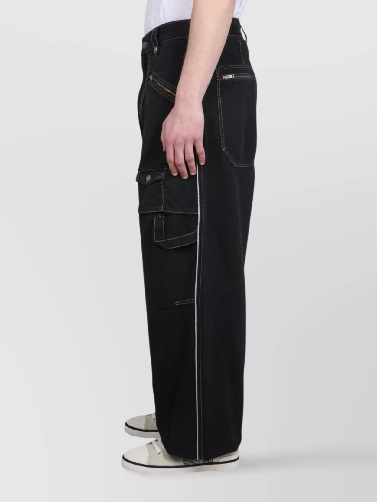 Isabel Marant Denim Trousers With Belt Loops And Cargo Pockets