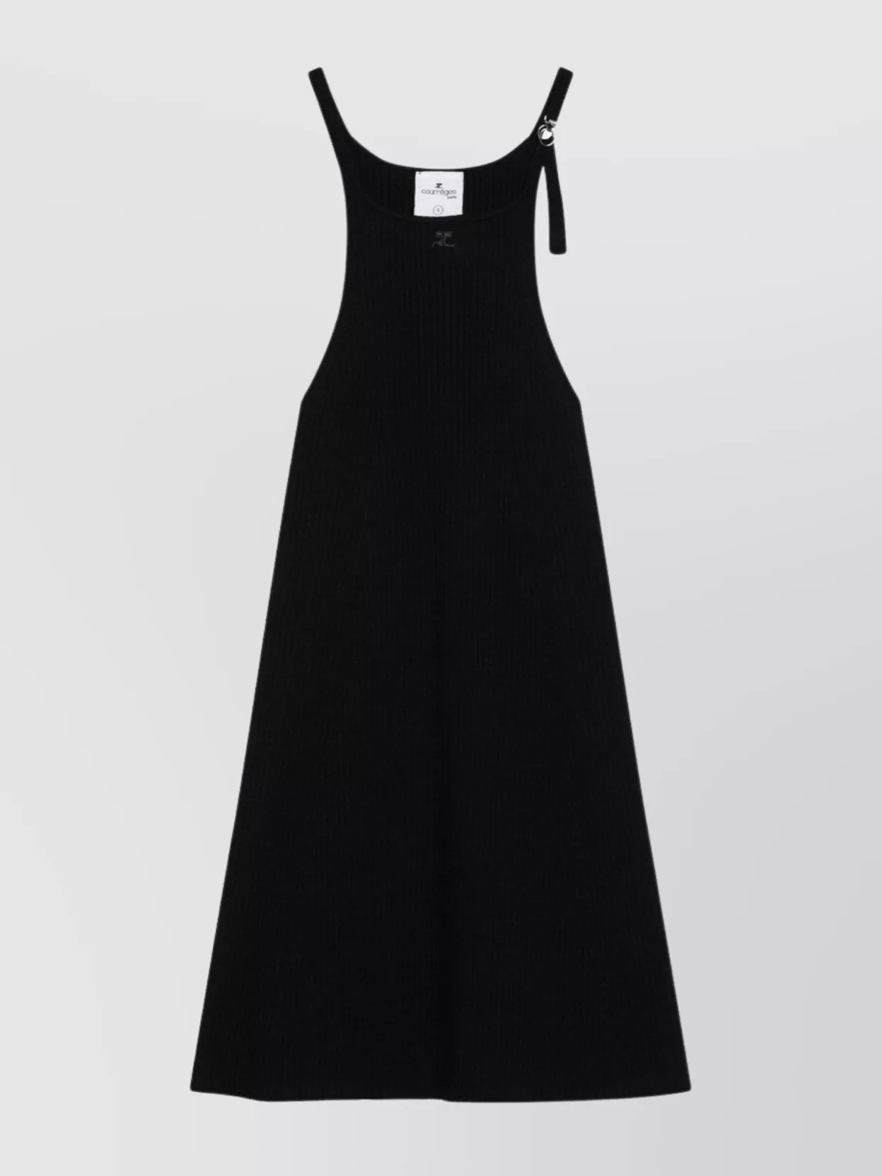 Courrèges Mini Dress With Ribbed Texture And Adjustable Strap In Black