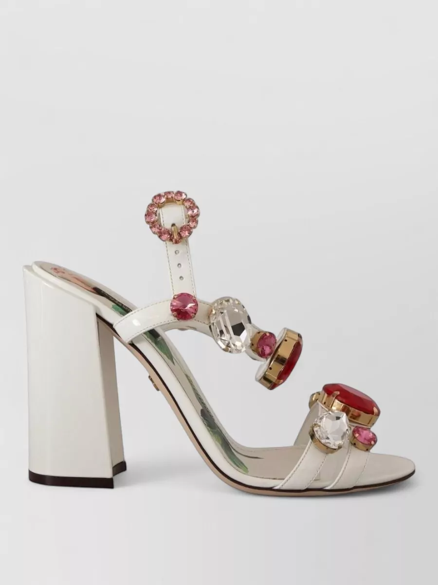 Dolce&Gabbana Leather Crystal-Embellished Ankle Strap Pumps