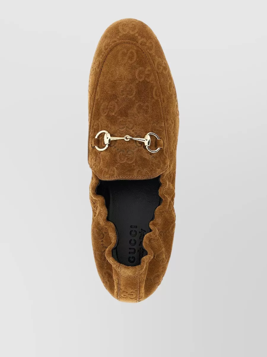 Gucci Signature Gg Suede Loafers Metal Detail
