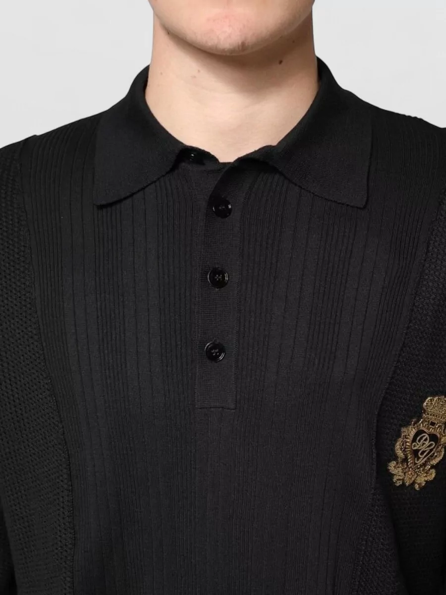 Dolce&Gabbana Silk Blend Long Sleeve Polo Shirt