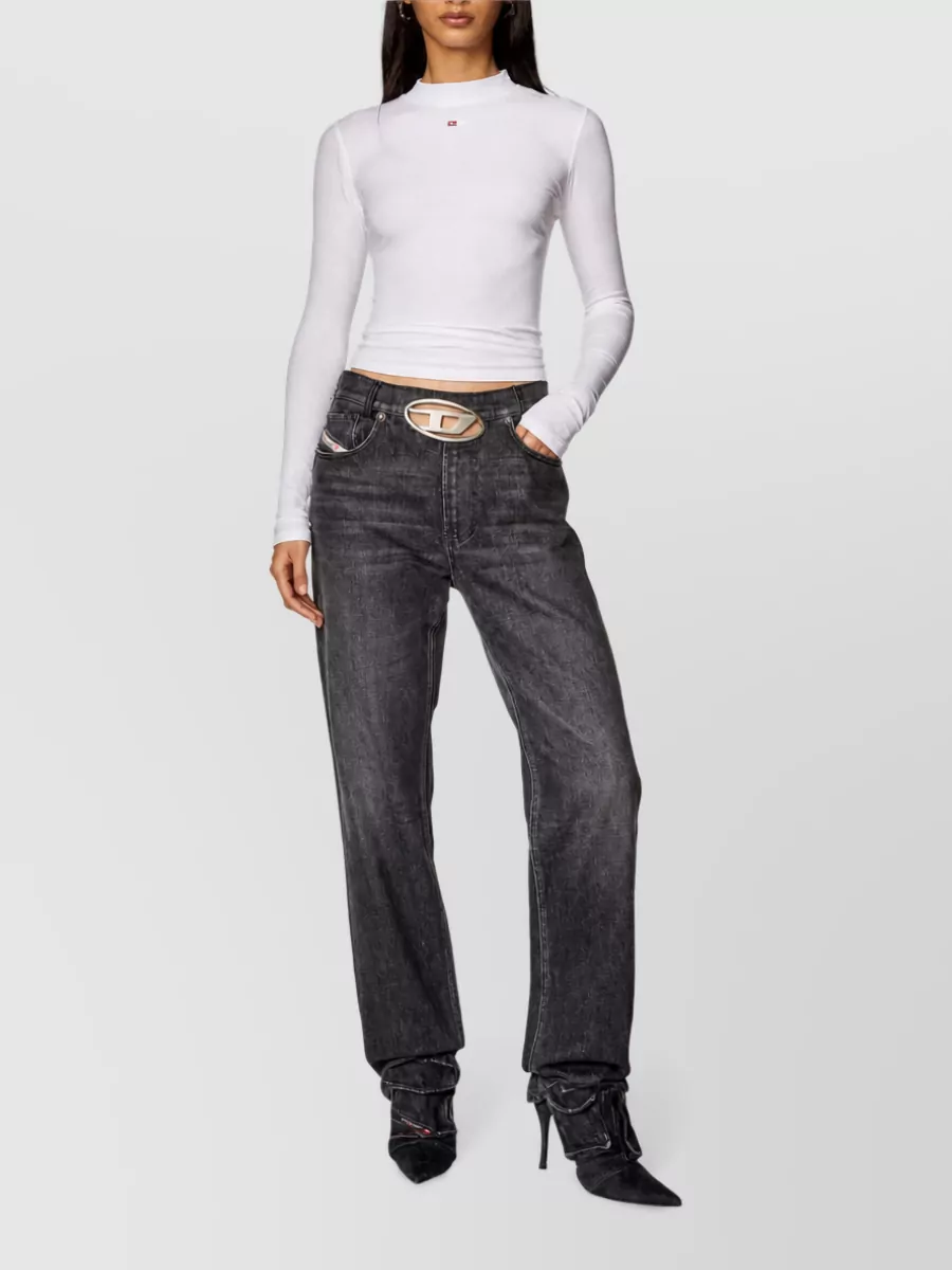 Diesel Ribbed High Neck Long Sleeve Top