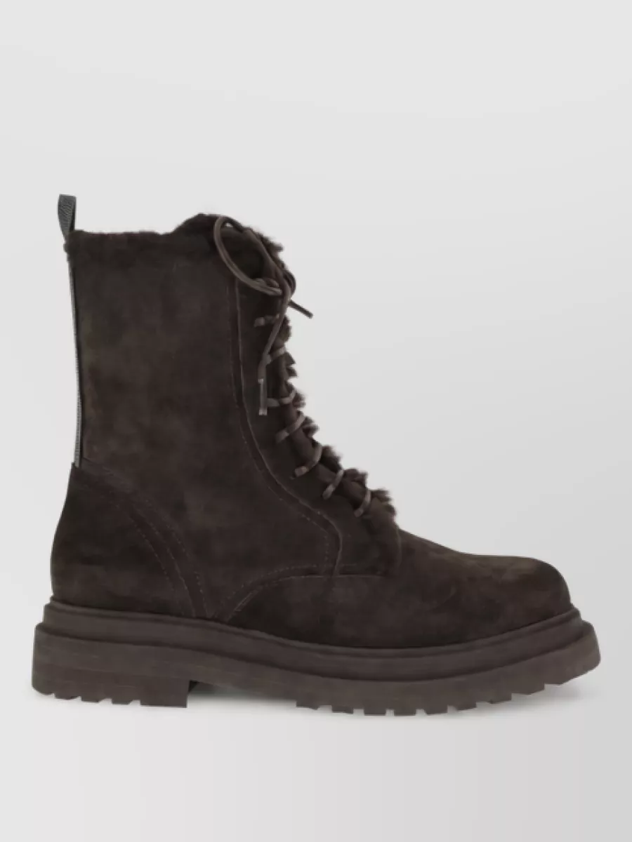 Brunello Cucinelli Leather Lace-Up Boots