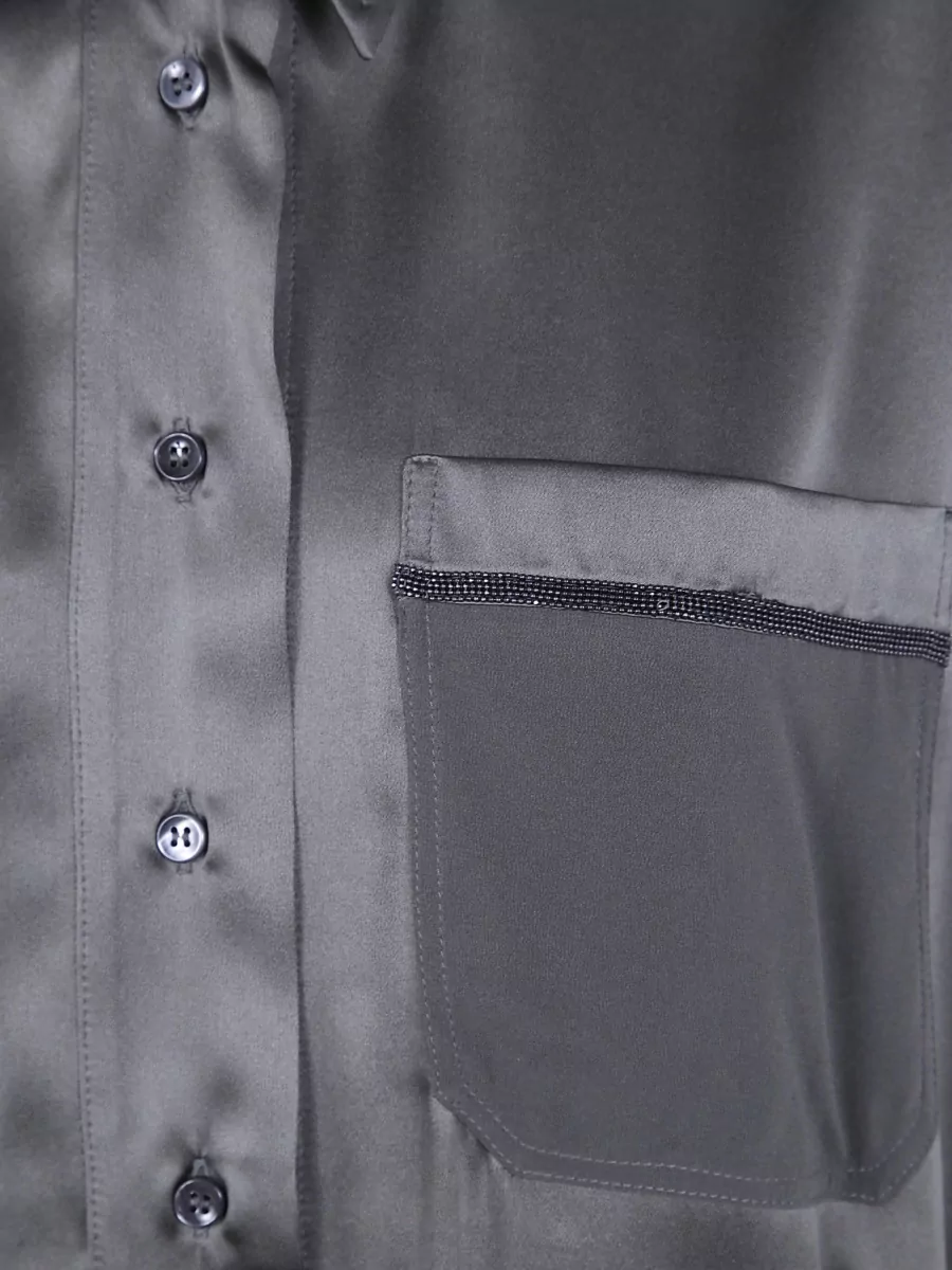 Brunello Cucinelli Silk Short-Sleeve Blouse