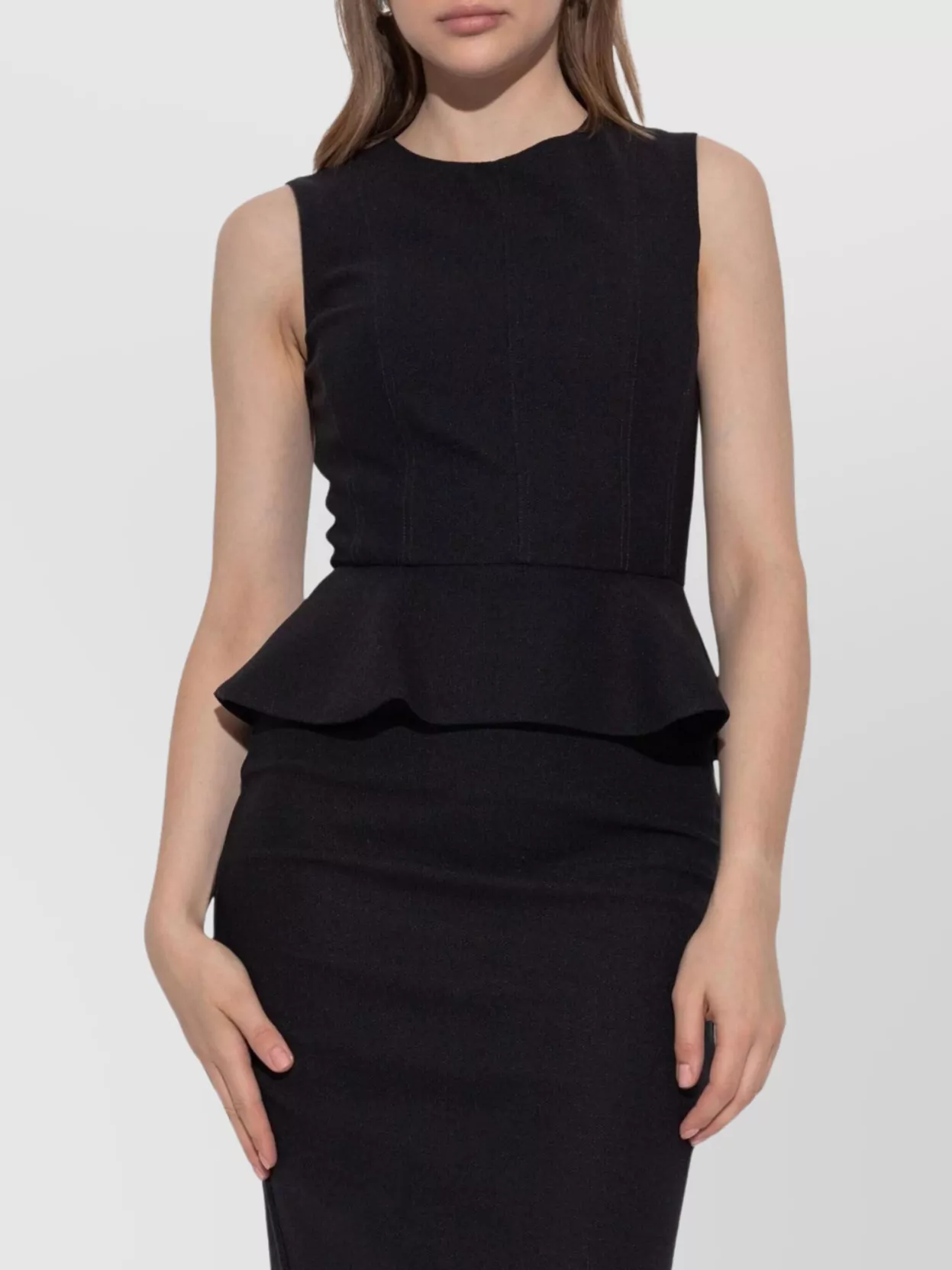 Max Mara Fitted Knee-Length Dress Featuring Peplum Detail