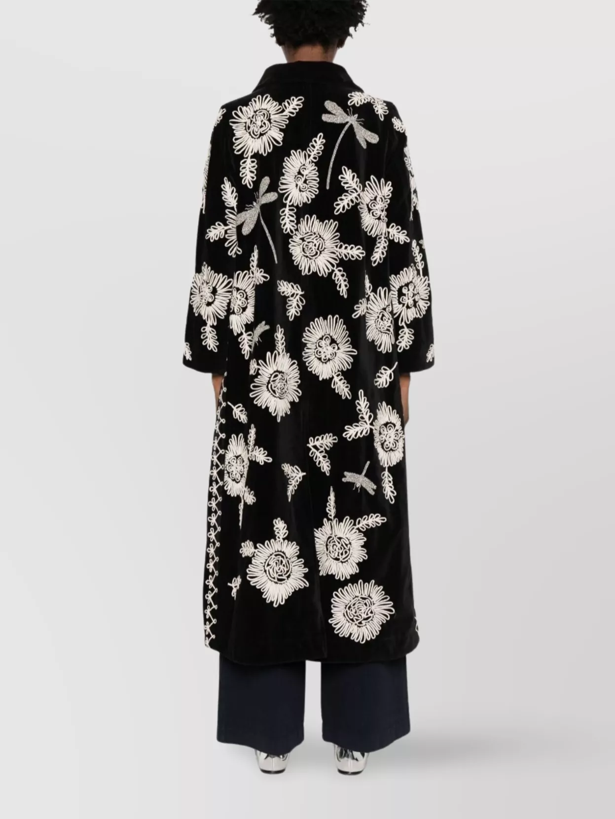 Forte Forte Long Coat With Floral Embroidery And Pockets