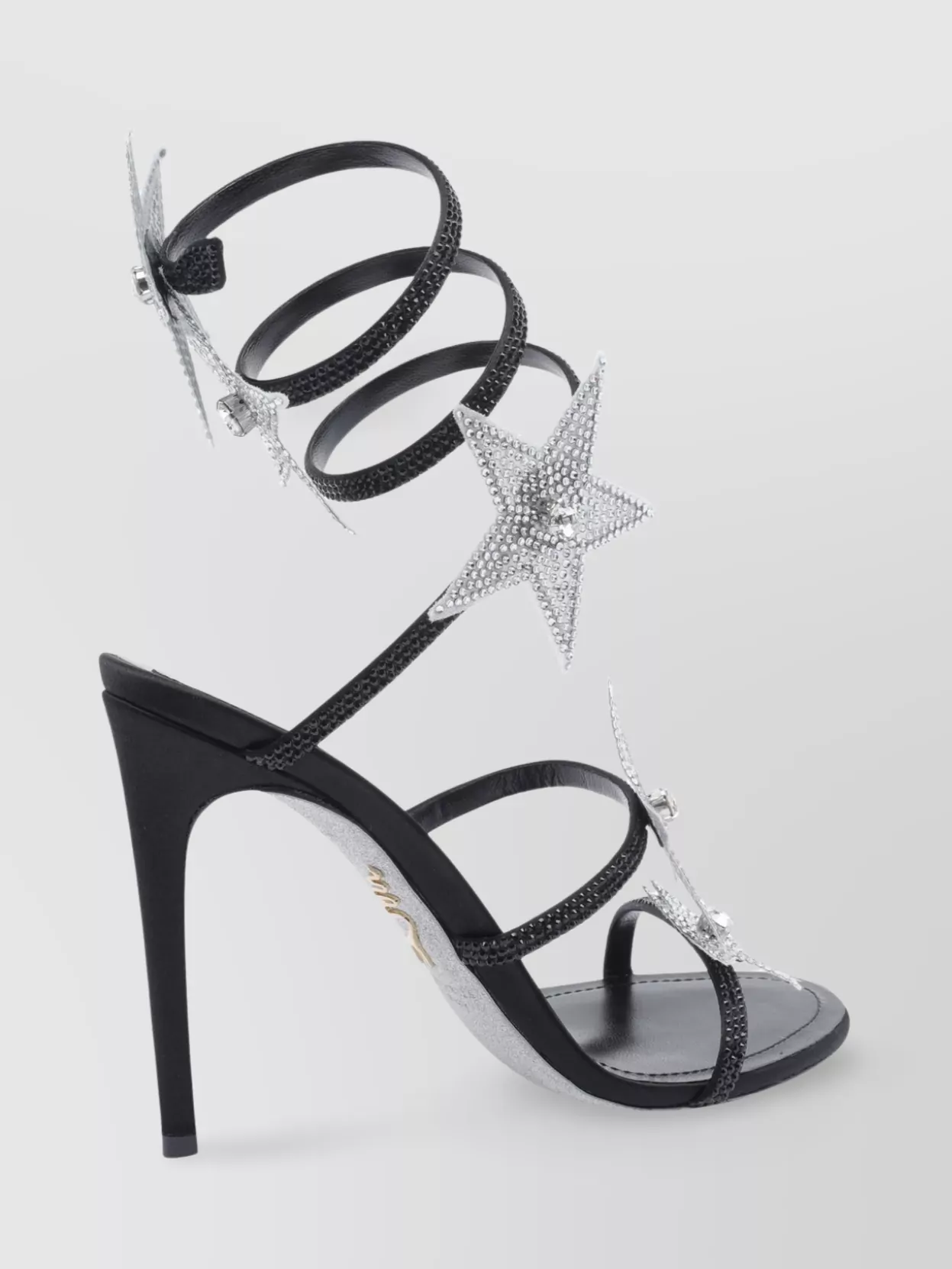 René Caovilla Crystal Star Spiral Strap Sandals