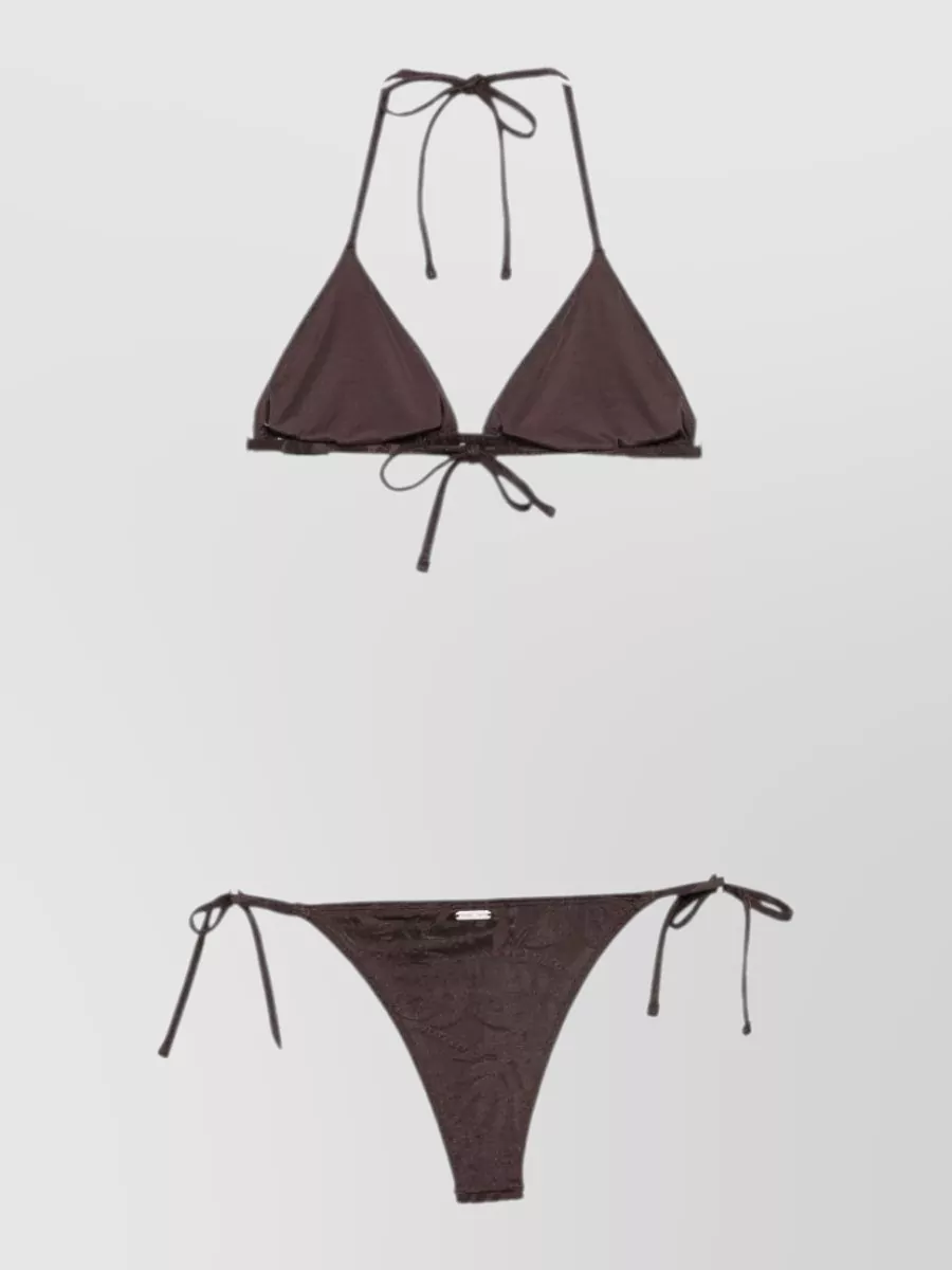 Emporio Armani Floral-Jacquard Triangle Halterneck Bikini Set